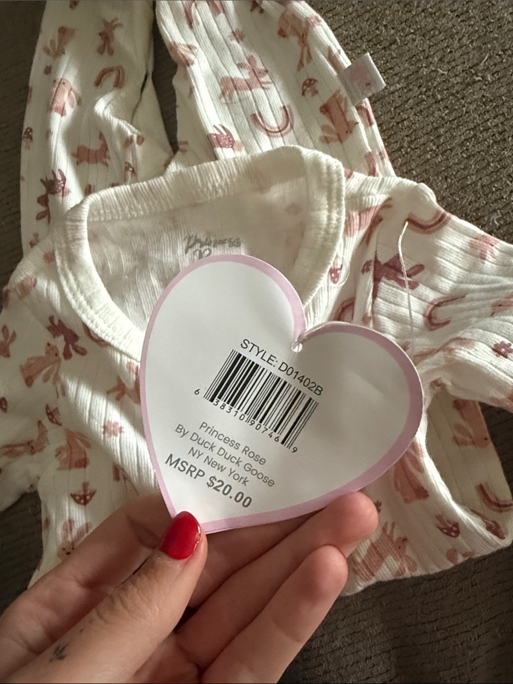 Pink Unicorn Print Footed One-Piece NWT 0-3 - Picture 3 of 3